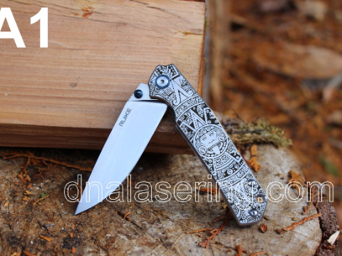 Ruike P801 - Aztec Calendar - Fiber Laser Deep Engraved - EDC Knife - NIB