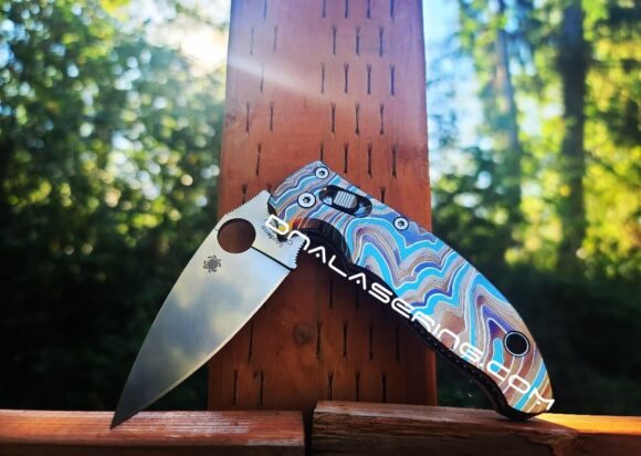 Spyderco Manix 2 - Metallic Formation - Topographic Lines - Annealed MOPA Color - Laser Engraved Titanium Scales - EDC Gear *Scales Only*