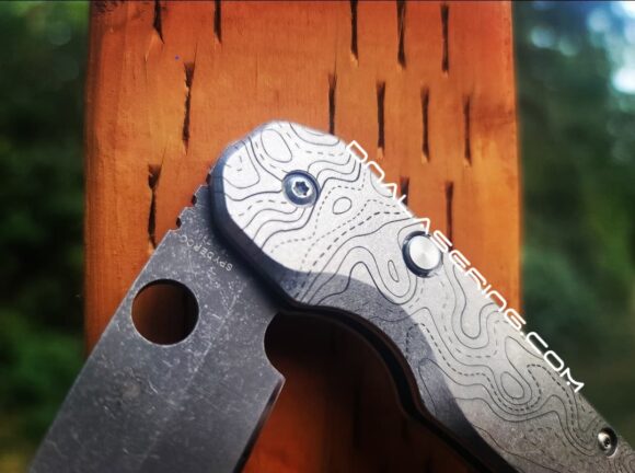 Spyderco Smock - Topographic Lines - Map - Deep Fiber Laser Engraved - Titanium Knife Scales - EDC Gear *Optional Knife Install* - Image 7