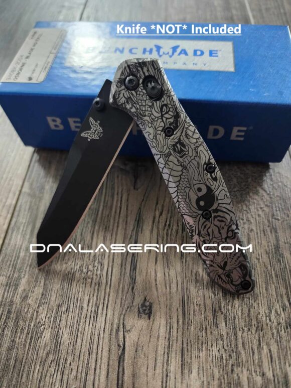 Benchmade 940 Osborne – Dragon Tiger Yin-Yang – Deep Laser Engraved Titanium Scales – EDC Gear *Scales Only*