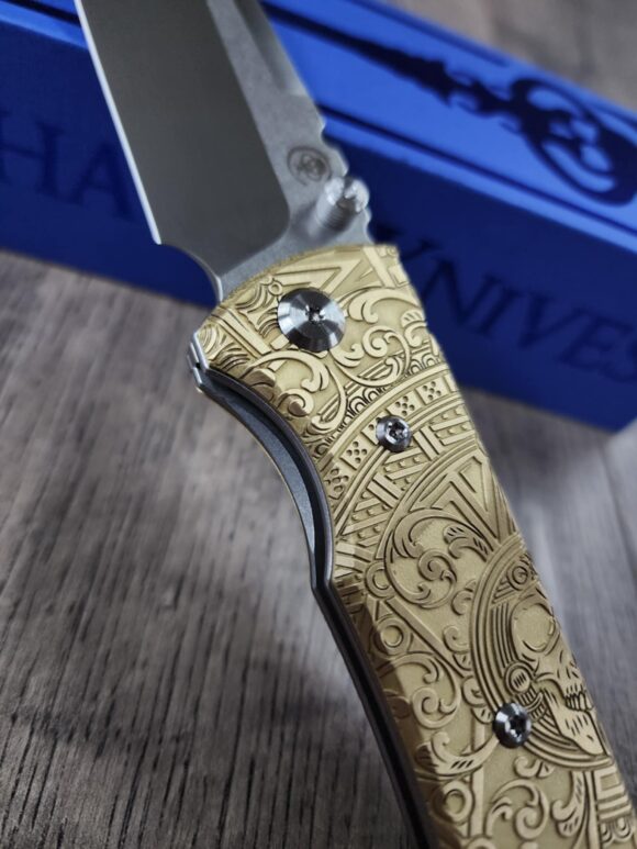 Chaves Redencion 229 - Dead Aztec Relief Engraved Brass Scales - Knife Install Optional - 4 Blade Styles - New In Box - Image 5